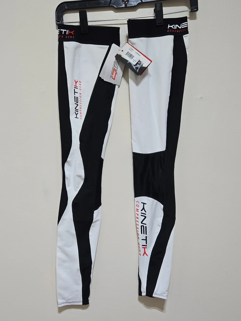 Kinetik White & Black Legwarmer Compression Gear Performance Leggings